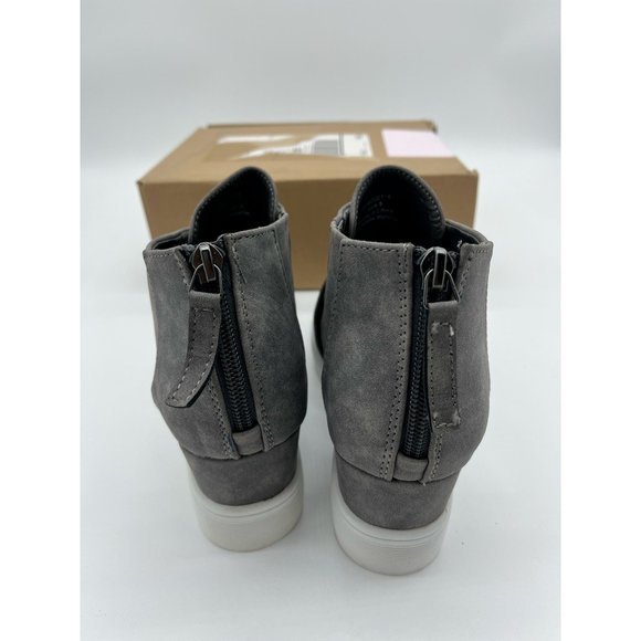 Journee Collection Womens Seena Wedge Booties Gray Straps Ankle Zip 8 New - Picture 9 of 11